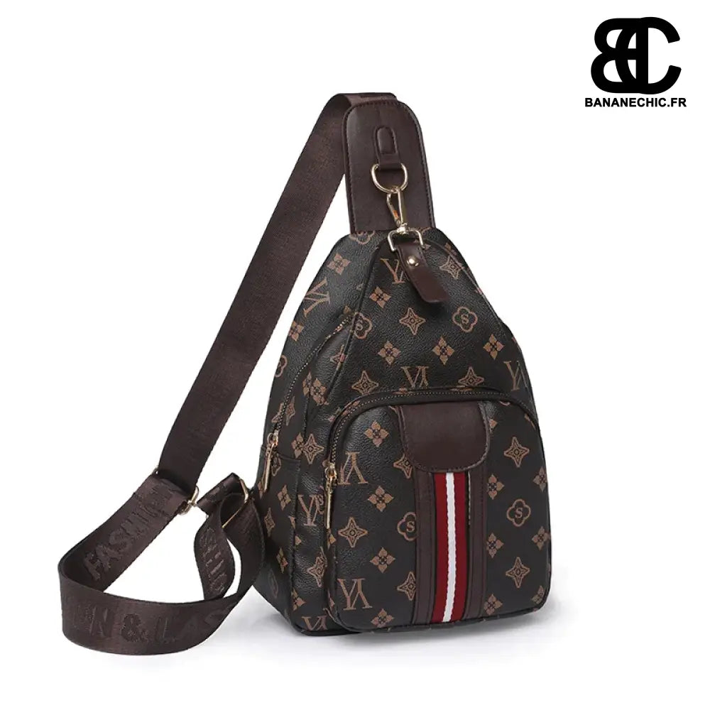 Sacoche bandoulière bleu chic - Marron foncé - banane -