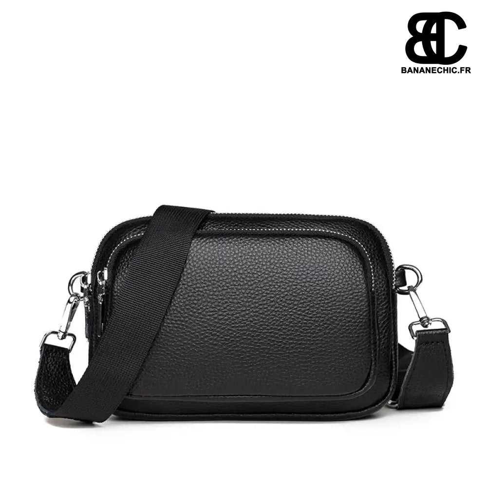 Sacoche bandoulière femme Blanc Trendy - Noir - banane -