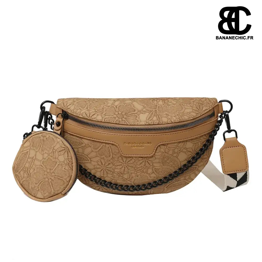 Sacoche bandoulière noir relief - Kaki - banane - Banane