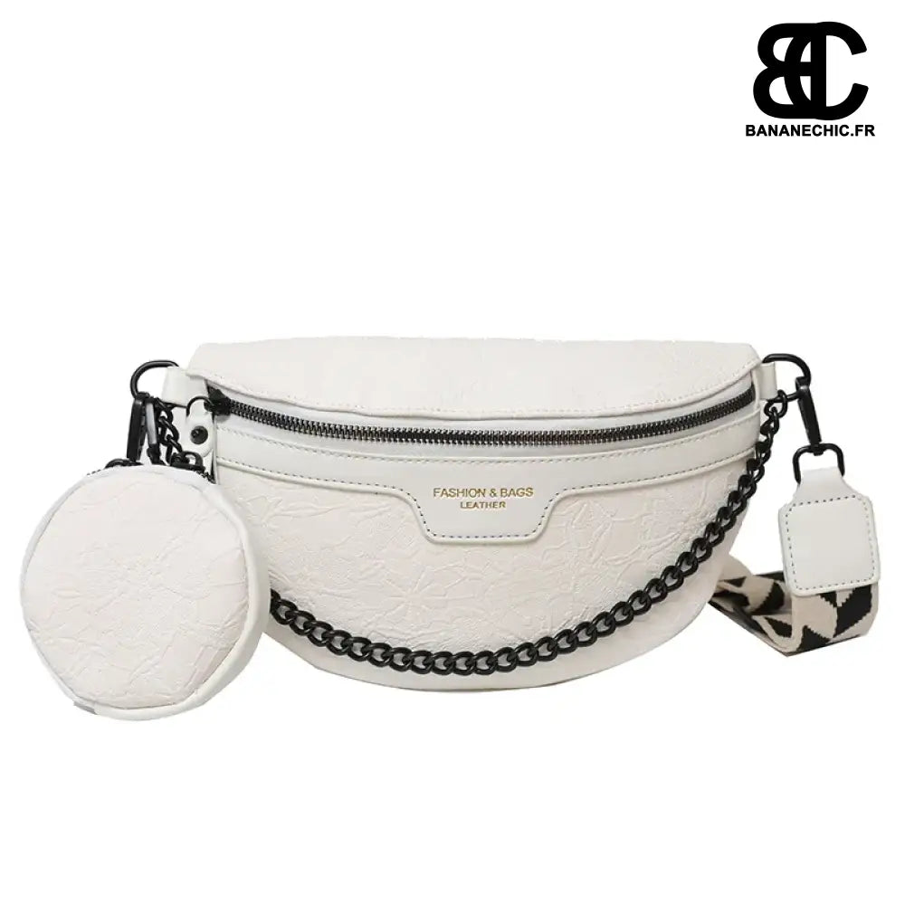 Sacoche bandoulière rose relief - Blanc - banane - Banane