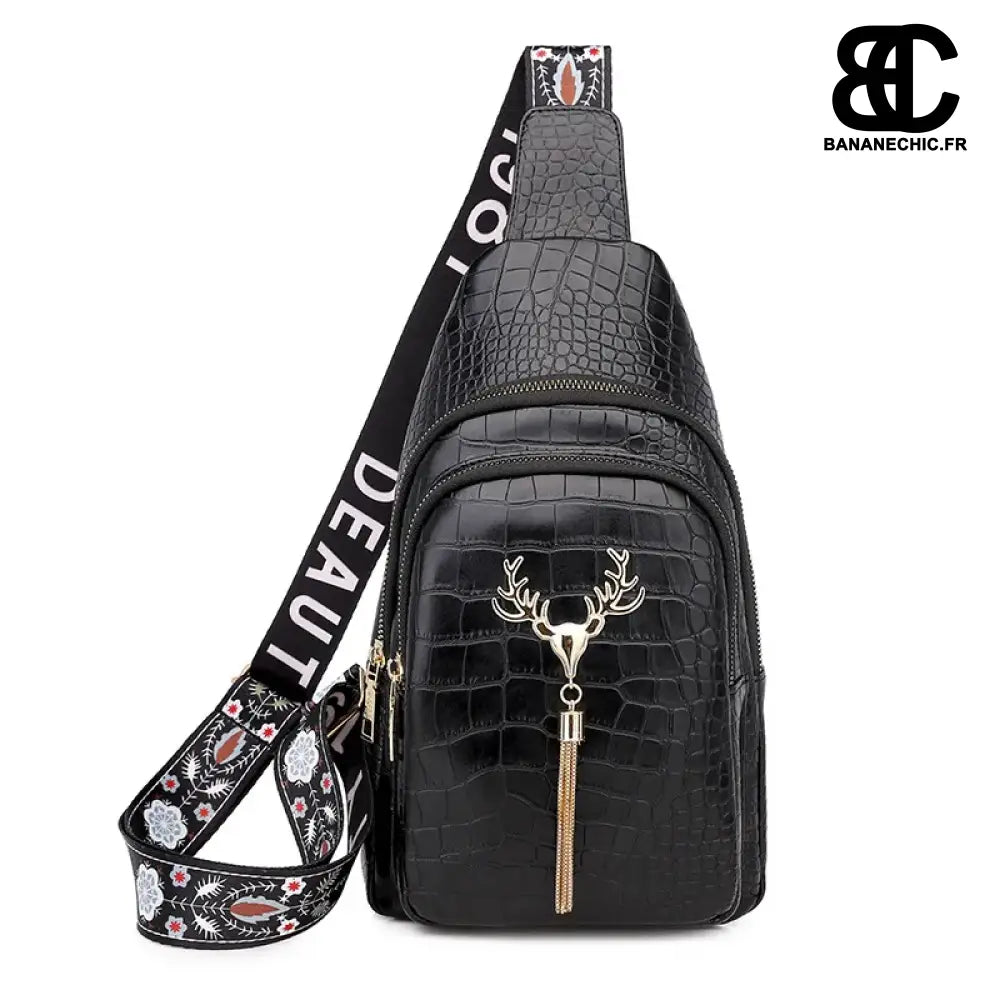 Sacoche bandoulière vert élégant - Noir - banane - Banane