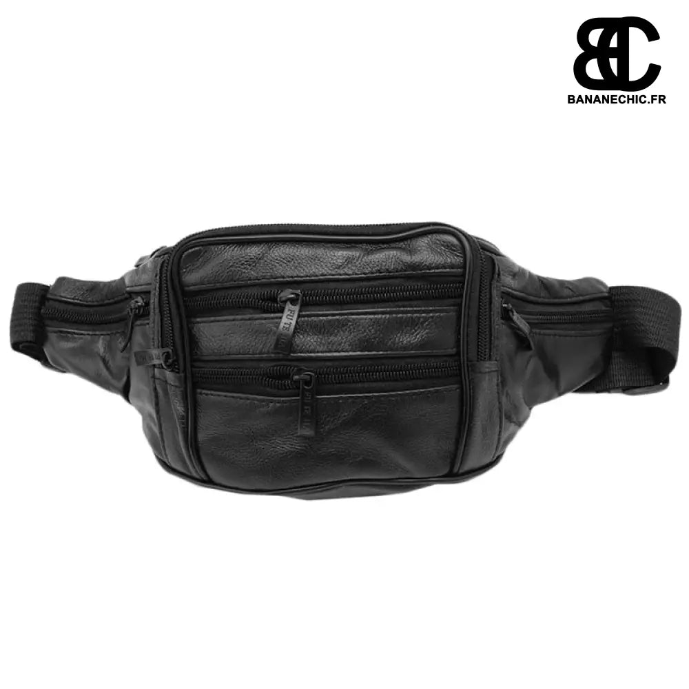 Sacoche vintage homme simili-cuir - Noir - Banane - Banane