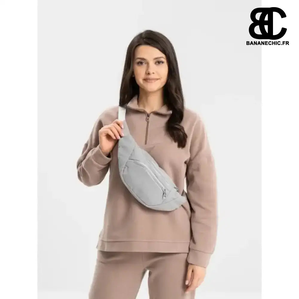Velours Banane Mode Sacoche - Gris clair - Sac Banane -